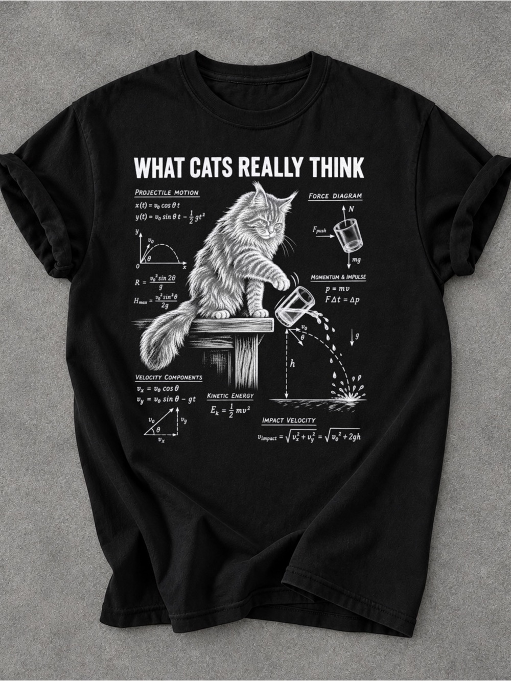 Gildan What Cats Really Think Shirt, Funny Physics Cat Tee, Science Teacher Gift